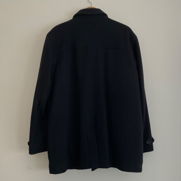 GAP Men’s Wool Blend Car Coat Sz L Black Heavyweight Classic Y2K Preppy Commute - Picture 2 of 15